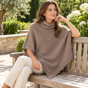 Poncho Cashmere Taupe Elegance — second lifestyle view
