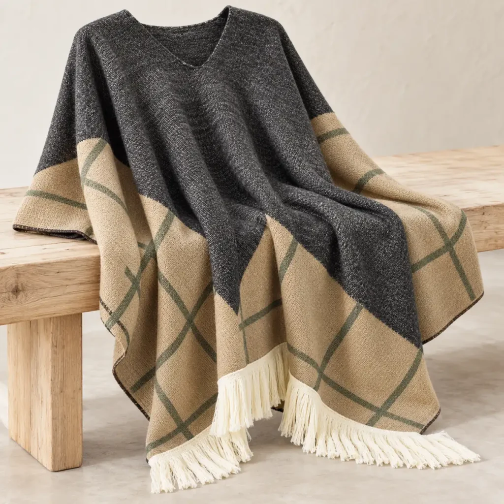 Charcoal Desert knit pattern and fringe detail