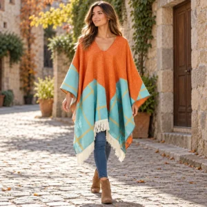Poncho Cowboy Orange Sunset — lifestyle view outdoors