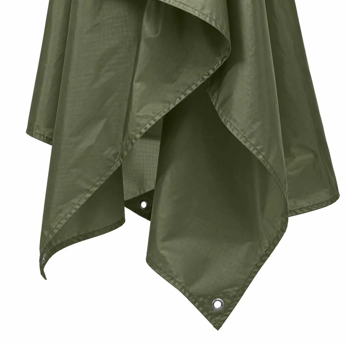 Poncho Festival Army Green 3-in-1 — lower edge and fabric detail