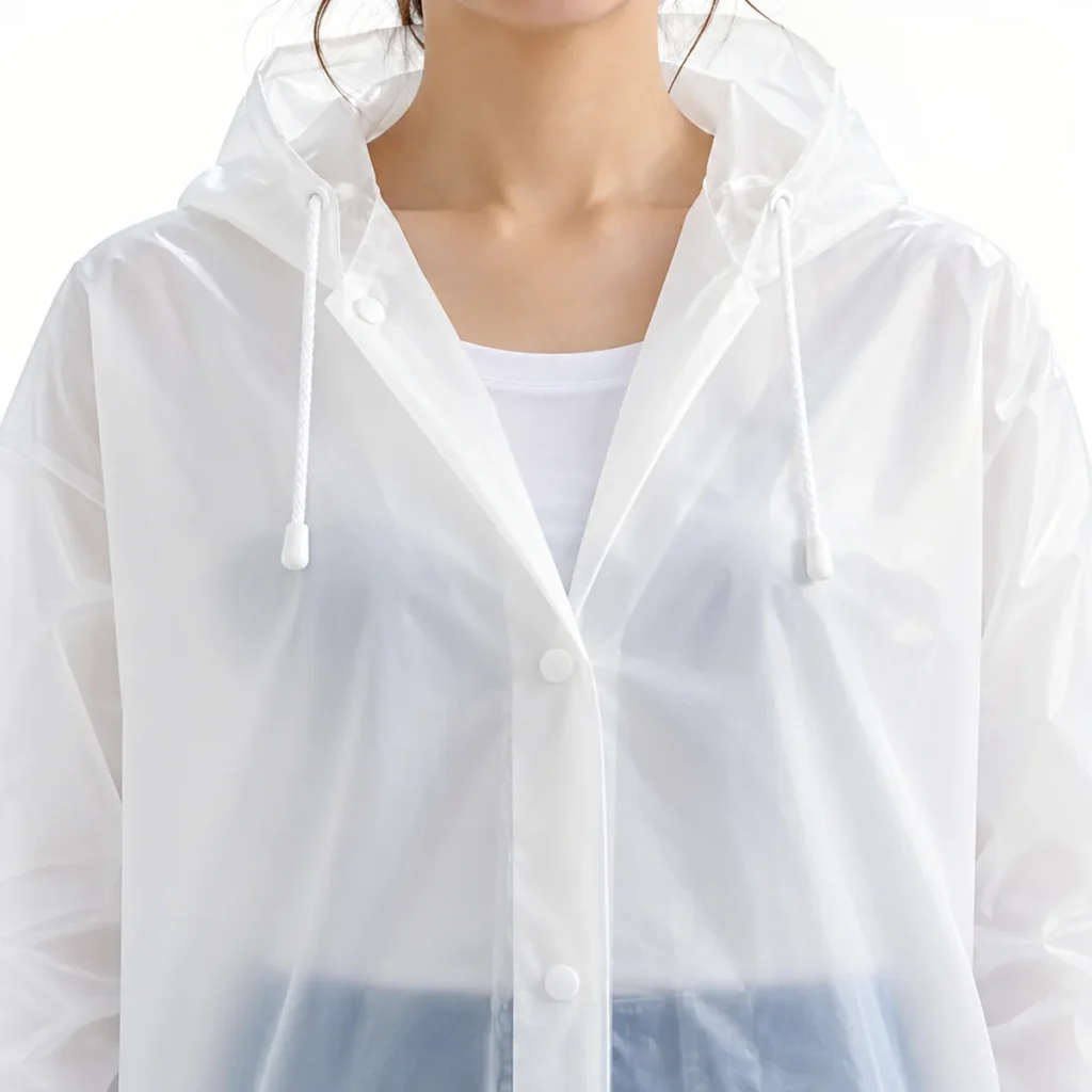 Clear Classic hood and snap fastening detail