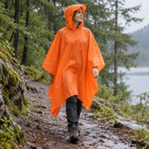 Poncho Festival Orange 3-in-1 — lifestyle view outdoors