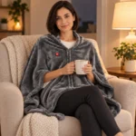 Grey Zip heated fleece cape – Relaxing at home