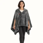 Grey Zip heated fleece cape – Front view