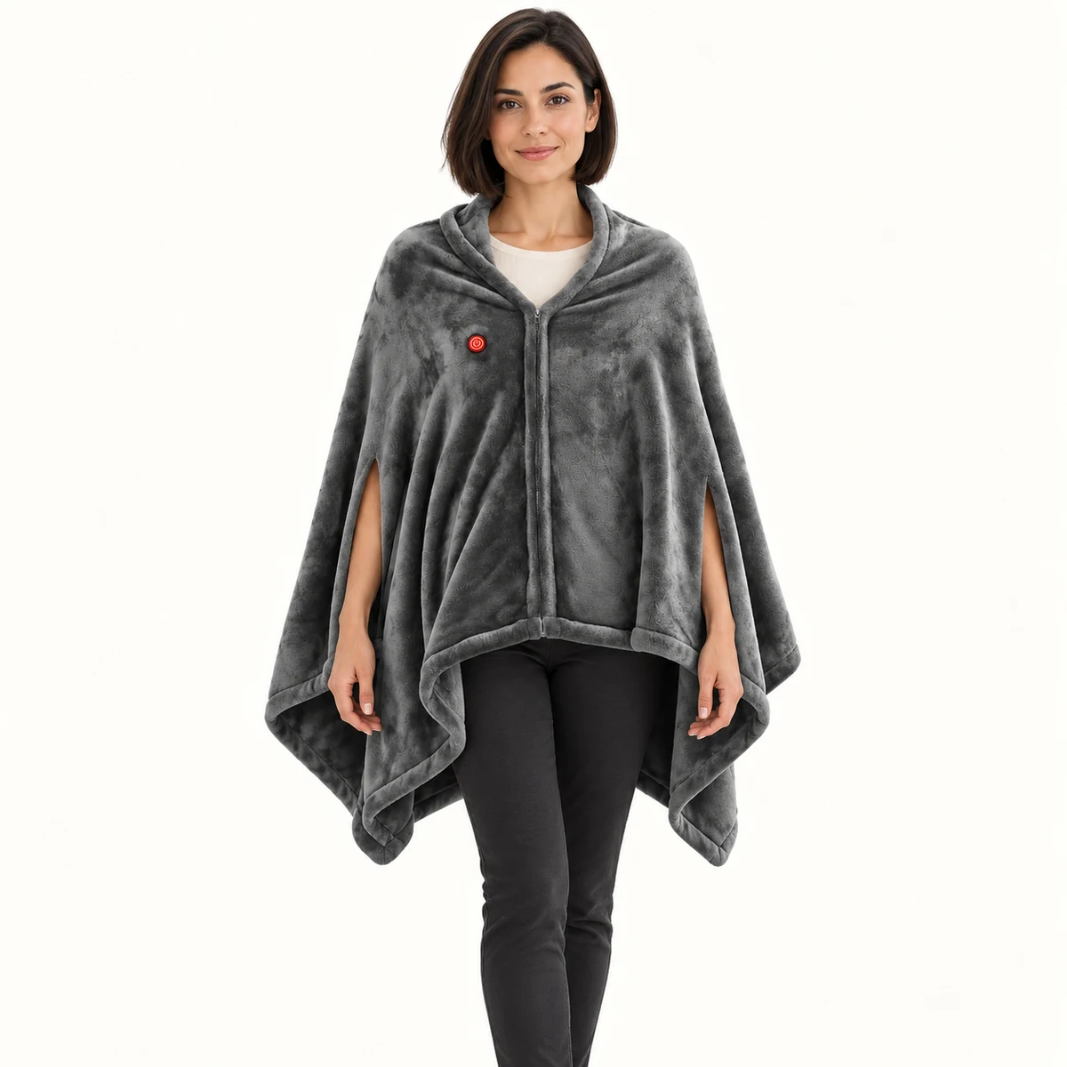 Poncho Heated « Grey Zip »