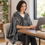 Grey Zip heated fleece cape – Working at home