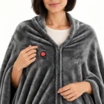 Grey Zip heated fleece cape – Fleece, zip and control detail