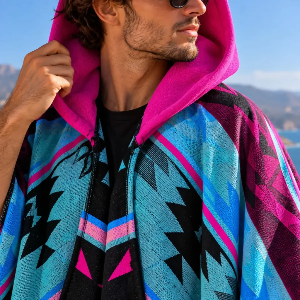Neon Magenta hood and neckline detail