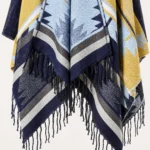 Poncho Men Ocean Blue — lower edge and fabric detail