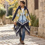 Poncho Men Ocean Blue — lifestyle view outdoors