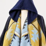 Poncho Men Ocean Blue — neckline and fabric detail