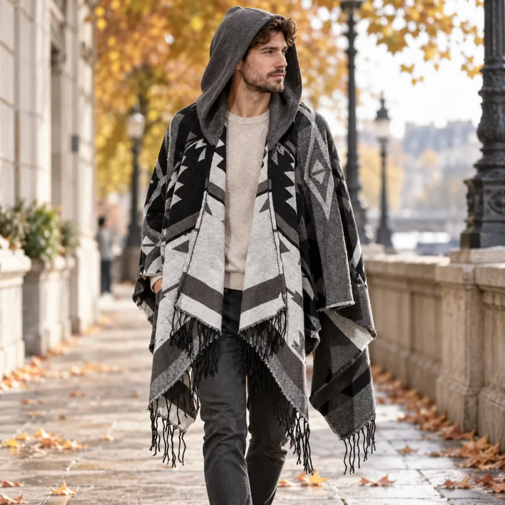 poncho men storm grey lifestyle