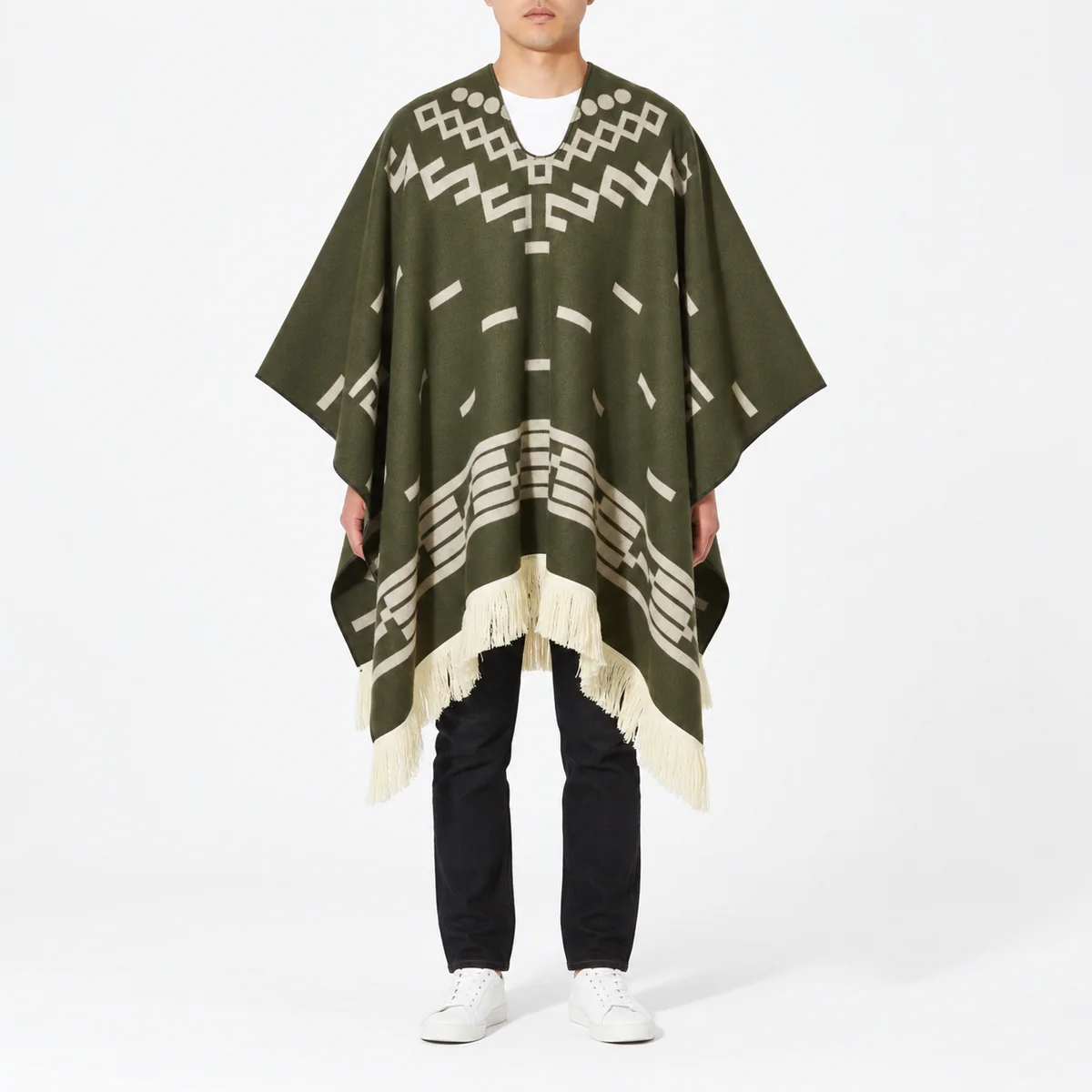 Poncho Mexican Verde Vivo Clint Eastwood Replica Authentic Handmade — front view