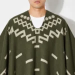 Poncho Mexican Verde Vivo Clint Eastwood Replica Authentic Handmade — neckline and fabric detail