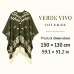 Poncho Mexican Verde Vivo Clint Eastwood Replica Authentic Handmade — product dimensions guide