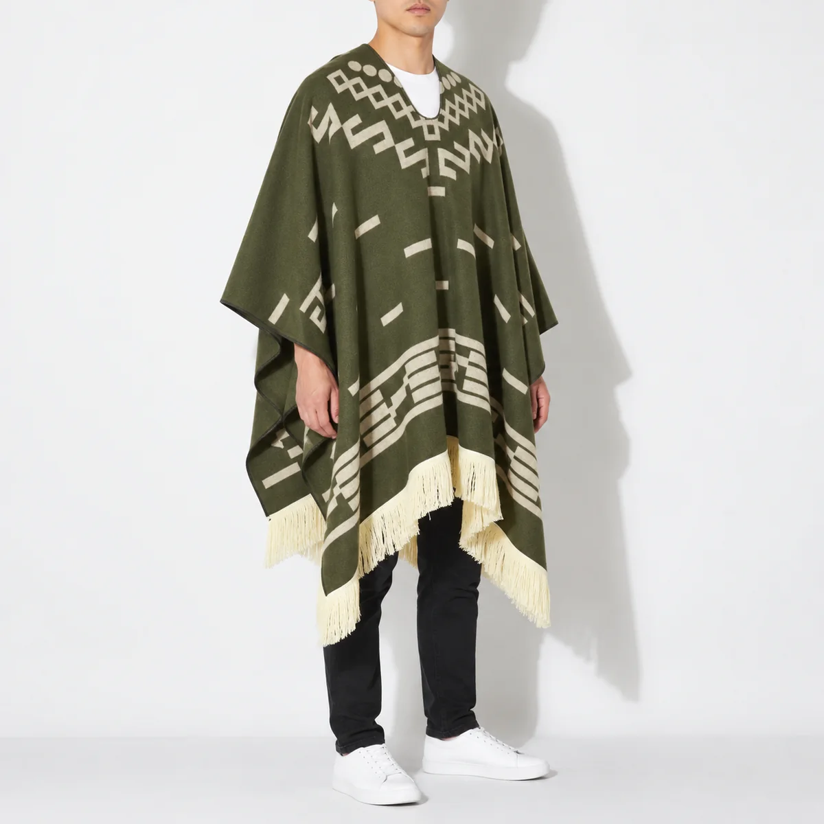 Poncho Mexican Verde Vivo Clint Eastwood Replica Authentic Handmade — three-quarter view