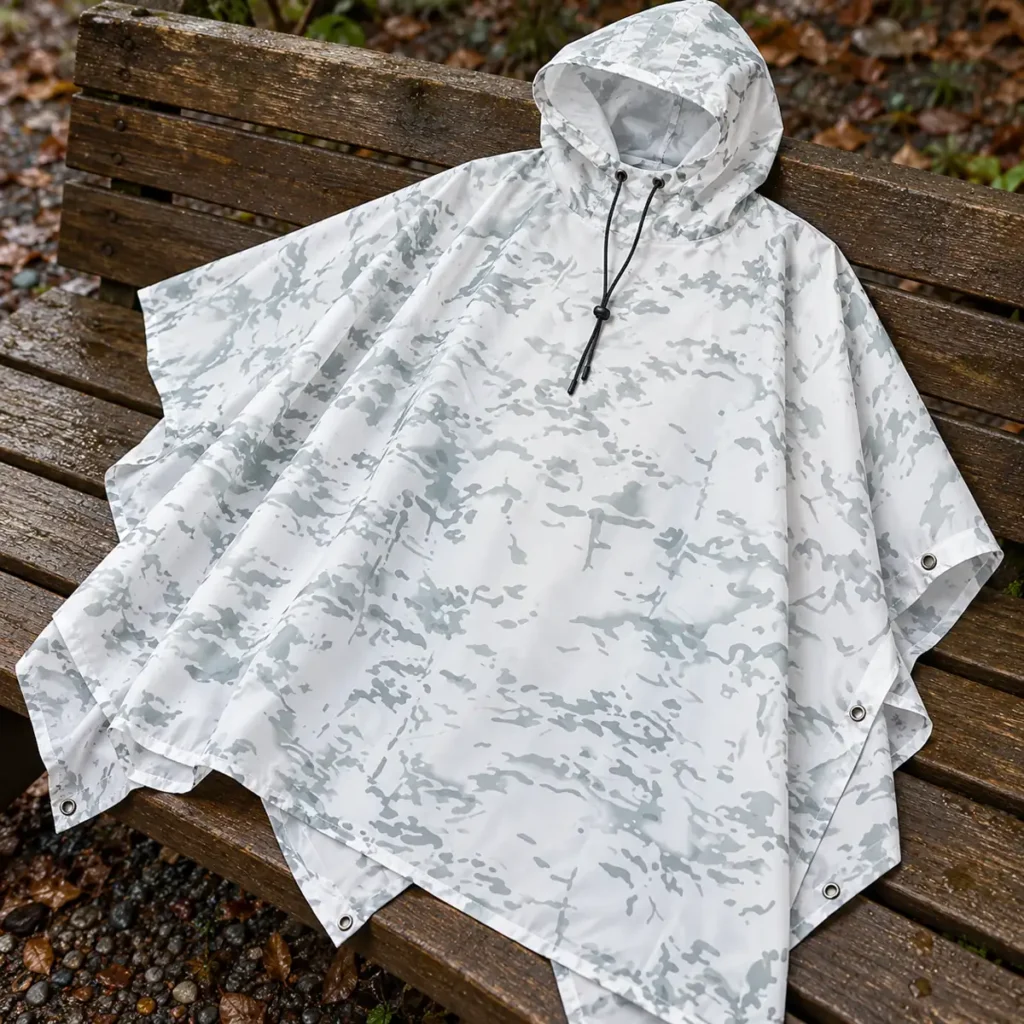 poncho military arctic white construction detail