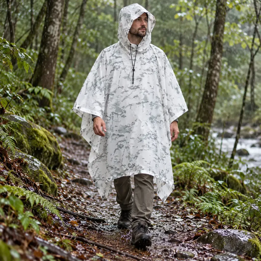 poncho military arctic white lifestyle