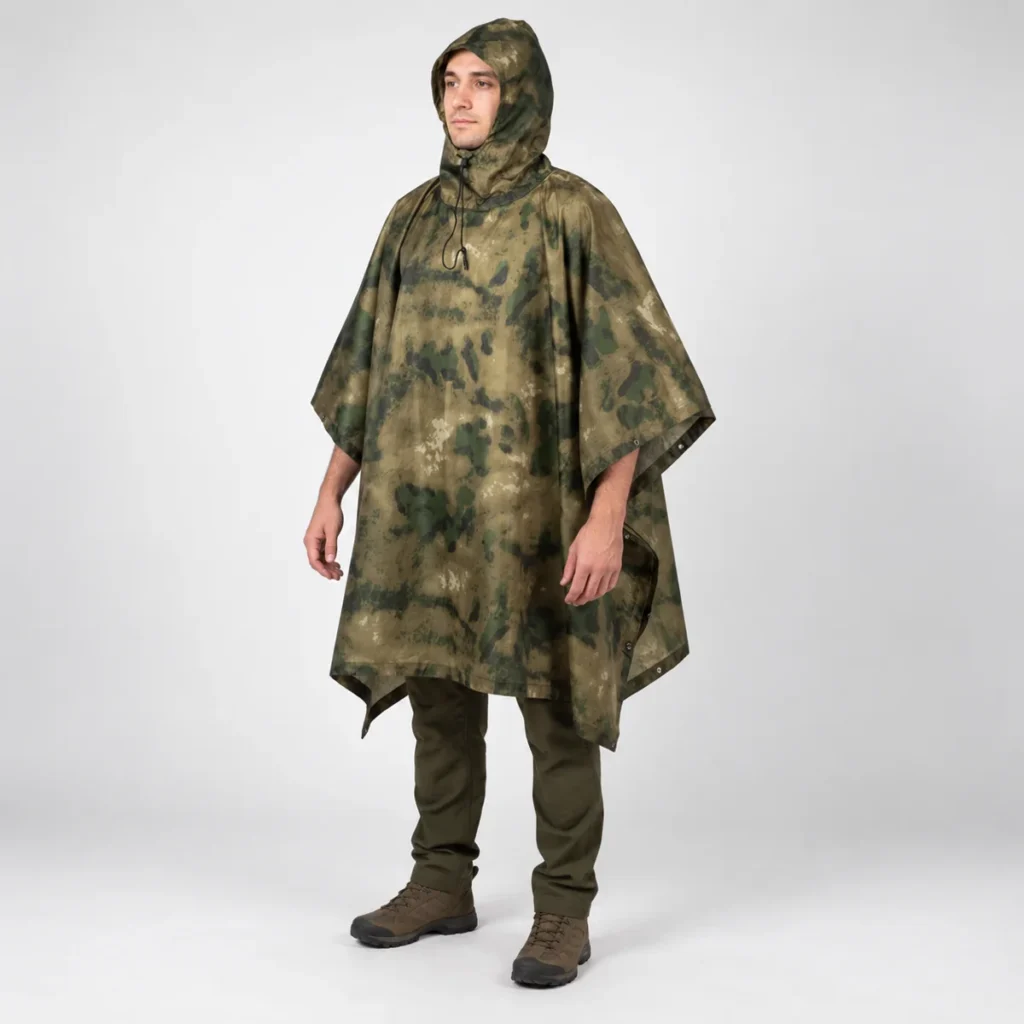 Poncho Military Tactical Olive — fit and drape