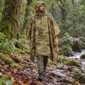 Poncho Military Woodland — lifestyle view outdoors