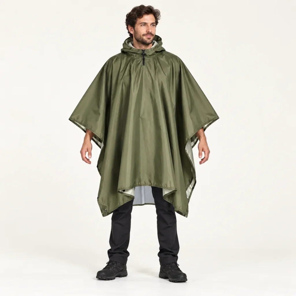 poncho rain olive classic fit and drape