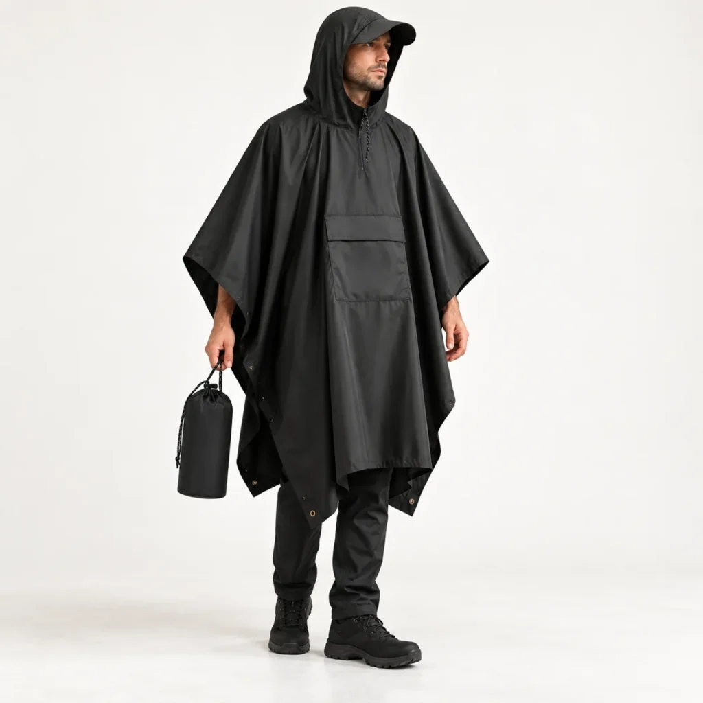 poncho rain tactical black fit and drape