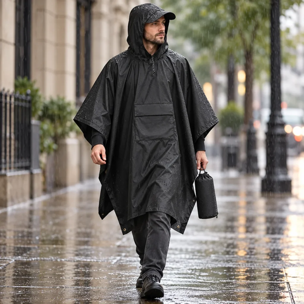 poncho rain tactical black lifestyle