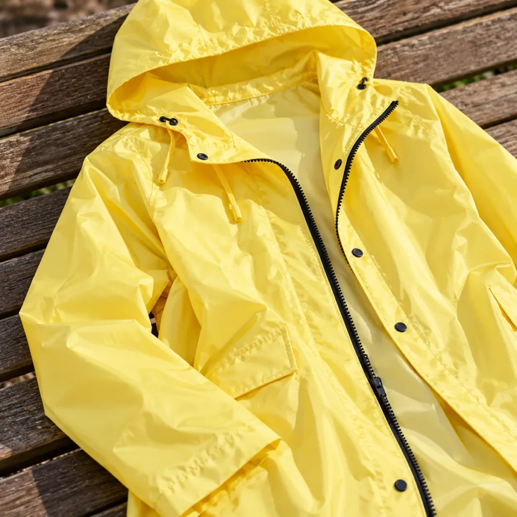 poncho rain yellow breeze construction detail