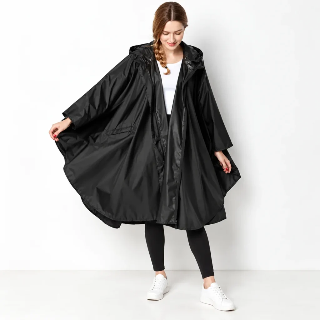 Poncho Women Classic Black — fit and drape