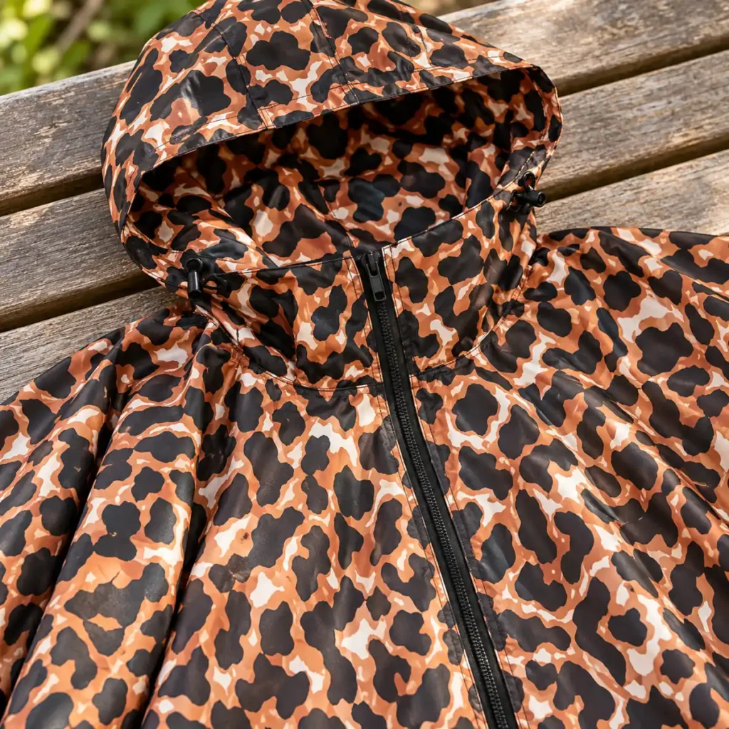 poncho women wild leopard construction detail