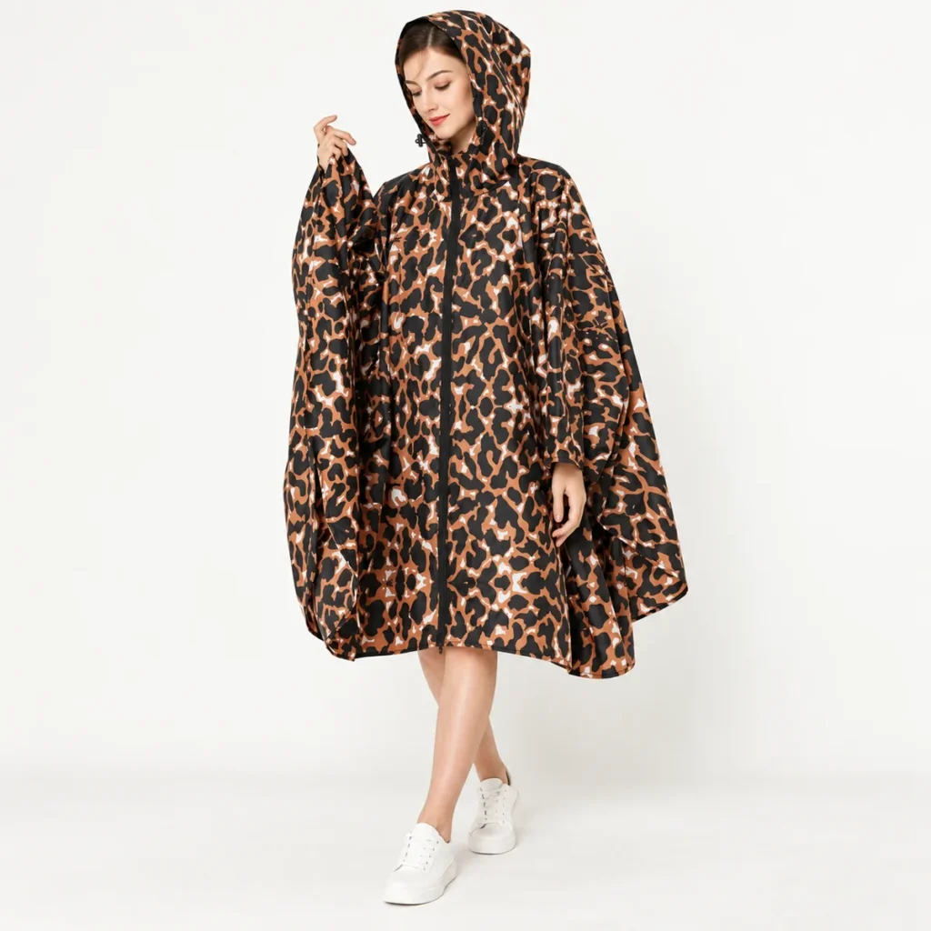poncho women wild leopard fit and drape