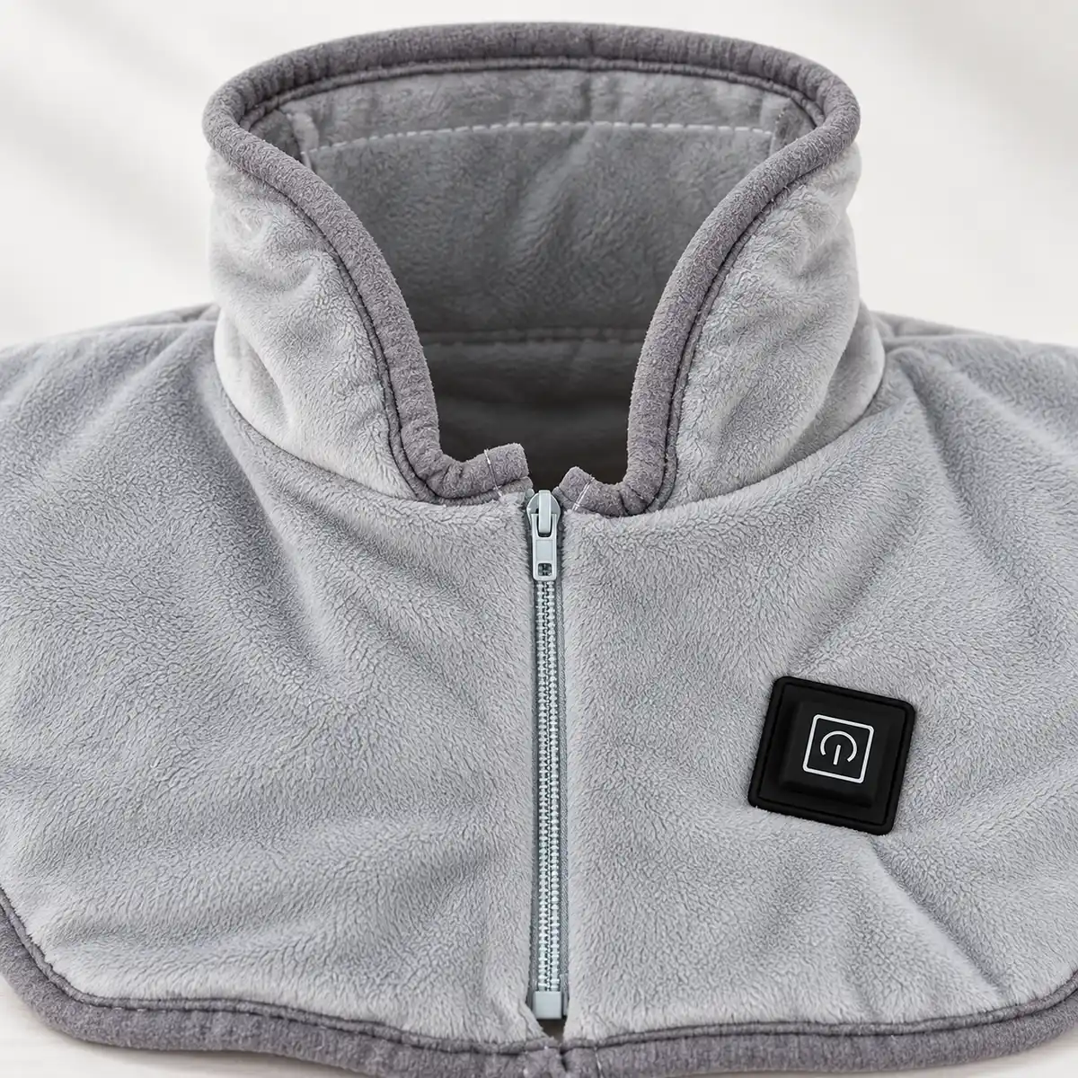 Close-up of ShoulderEase front zipper and raised collar