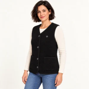 StyleHeat heated vest in black — three quarter