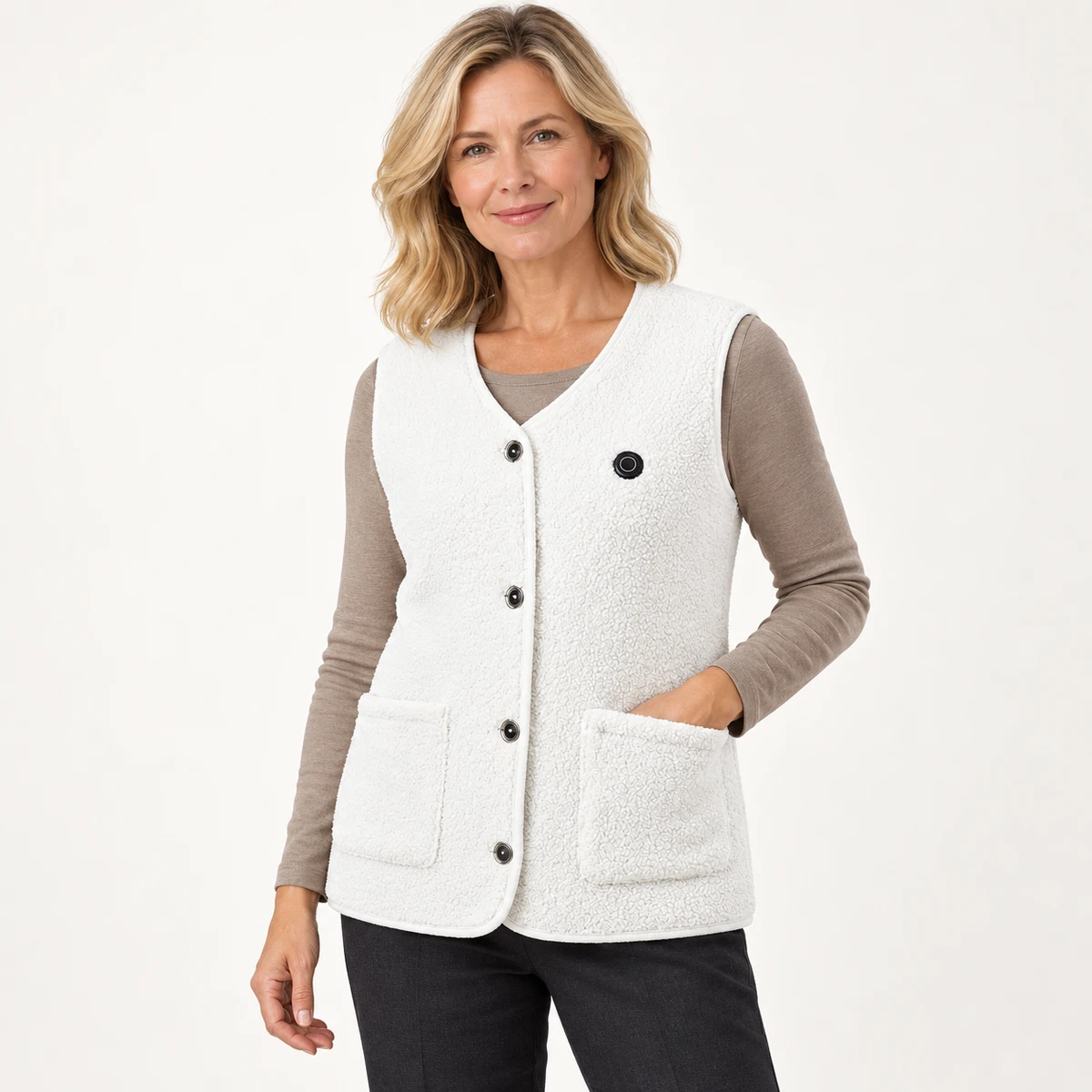 StyleHeat heated vest in white — front
