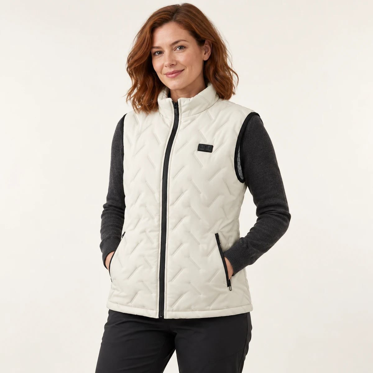 UrbanHeat heated vest in off white — front